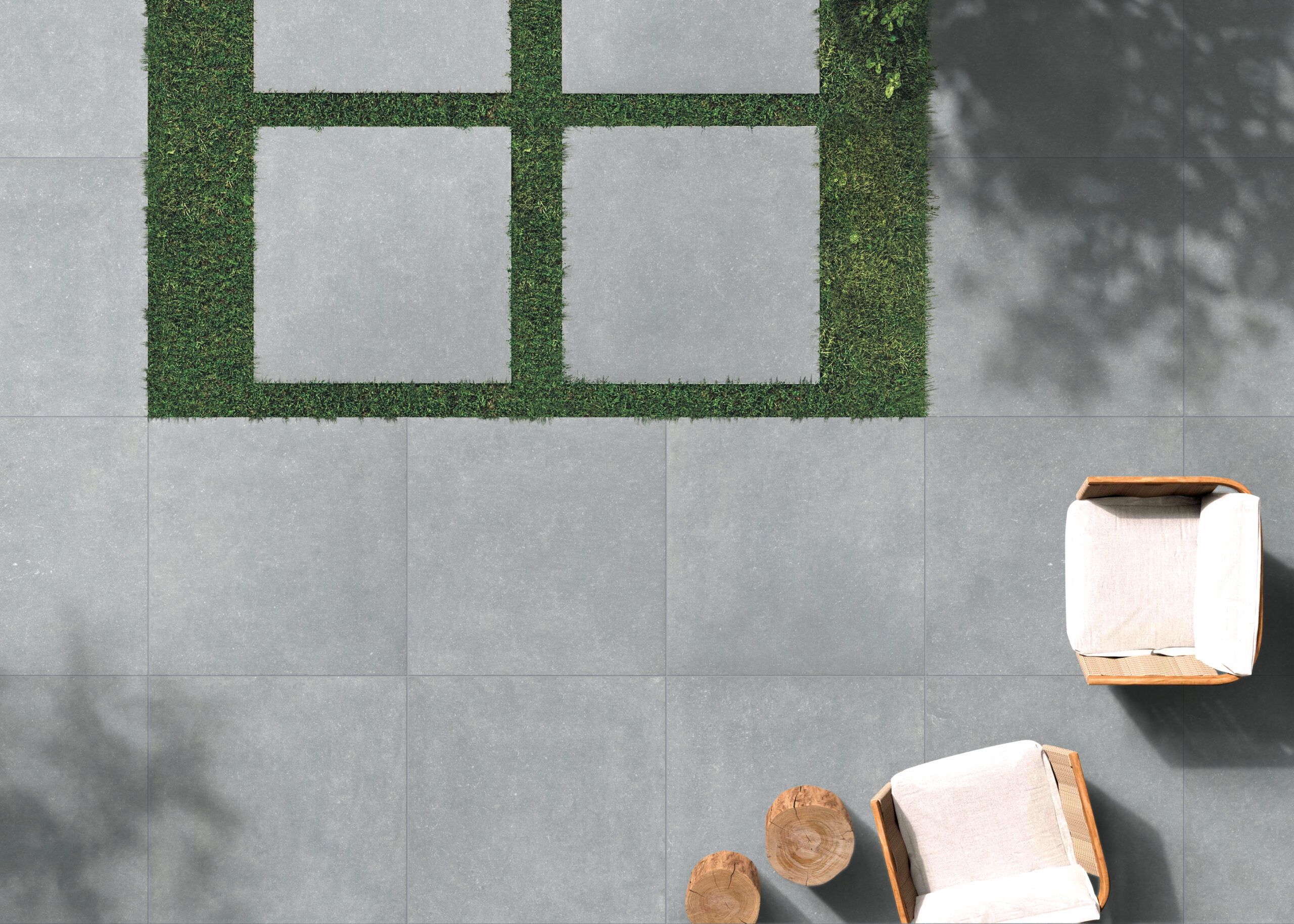 Modern,Exterior,Design,,Cement,Tiles,,Green,,Seamless,Chairs,,Luxurious,Interior